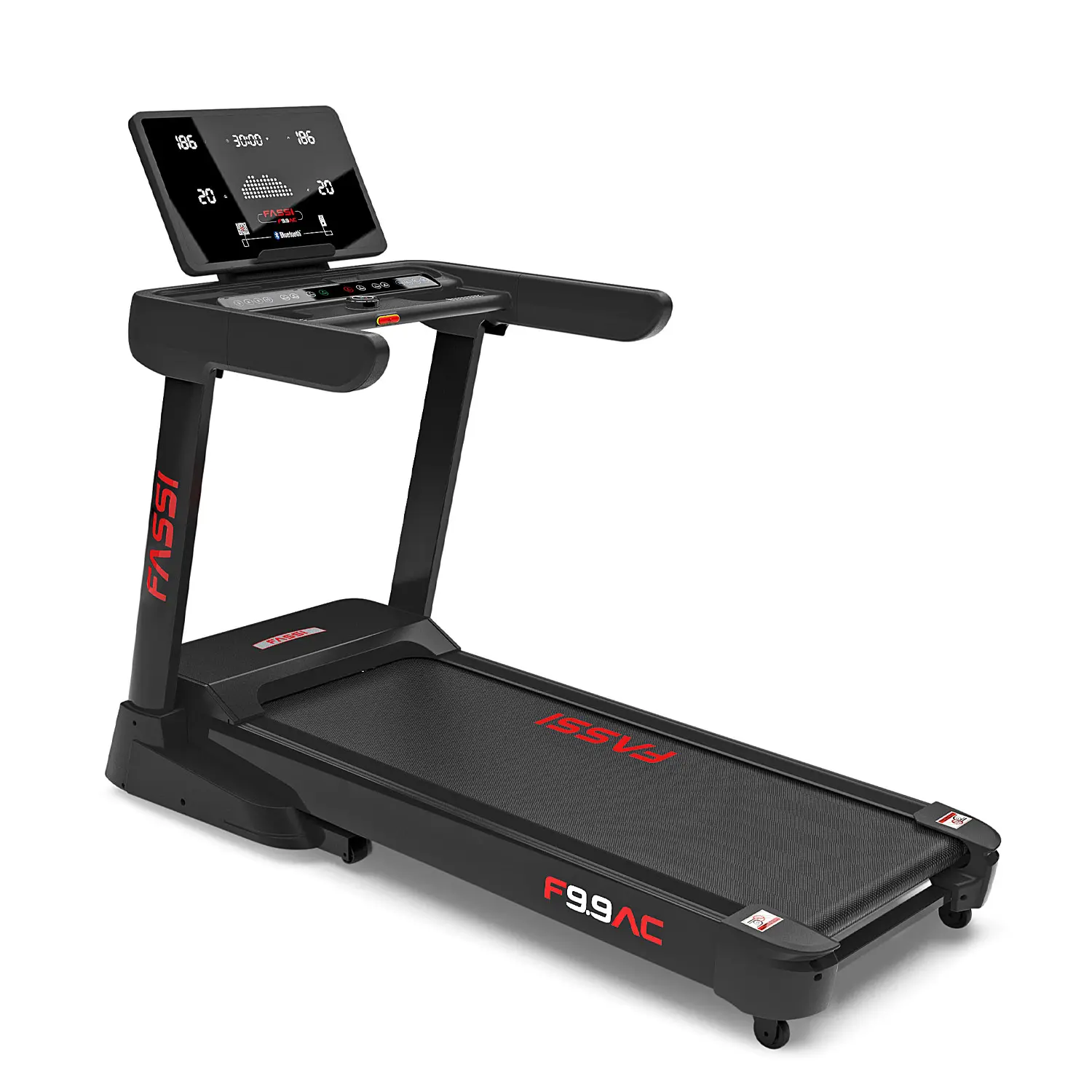 Fassi 9.9 AC - Tapis Roulant Elettrico, motore 3 Hp a corrente alternata, display 6 finestre LED, 29 programmi, Fitness Training App
