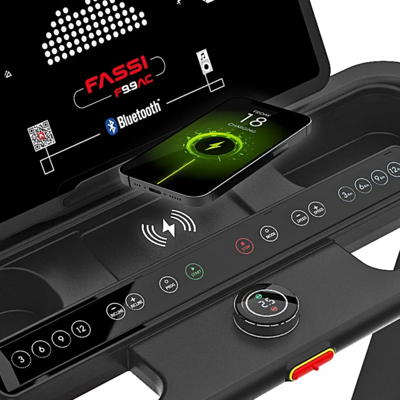Tapis roulant Fassi 9.9 AC - Tapis Roulant Elettrico 3 Hp con 6 finestre LED prestazioni, 29 programmi di allenamento - immagine 3