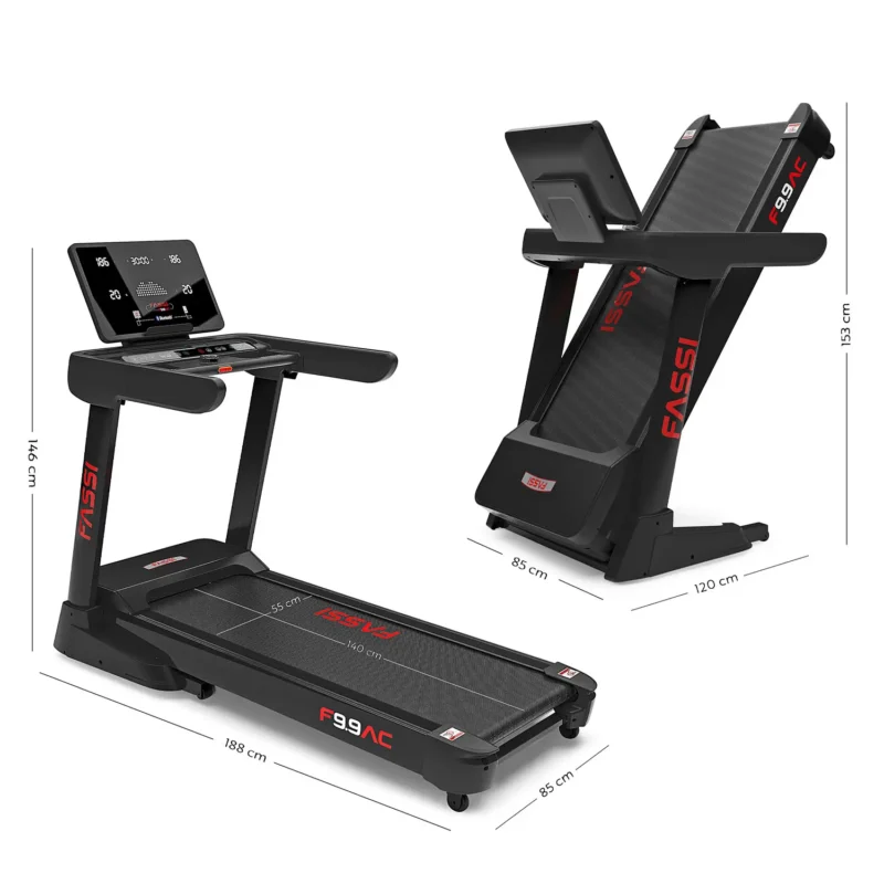 Tapis roulant Fassi 9.9 AC - Tapis Roulant Elettrico 3 Hp con 6 finestre LED prestazioni, 29 programmi di allenamento - immagine 12