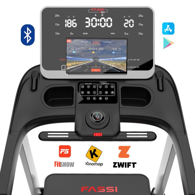 Tapis roulant Fassi FT-F9.3 HRC - Tapis Roulant Elettrico 3,5 Hp con 20 livelli di inclinazione, speakers mp3 e fascia cardio inclusa - immagine 7